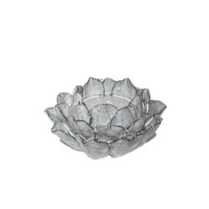 Aged White Floral Tea Light Holder - 16cm