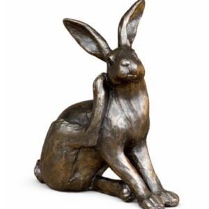 Bronze Effect Sitting Hare Ornament – Scratching Pose