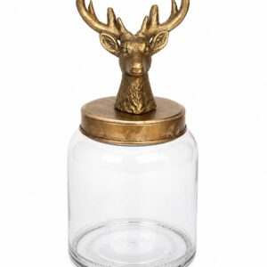 Small Deer Topped Glass Jar