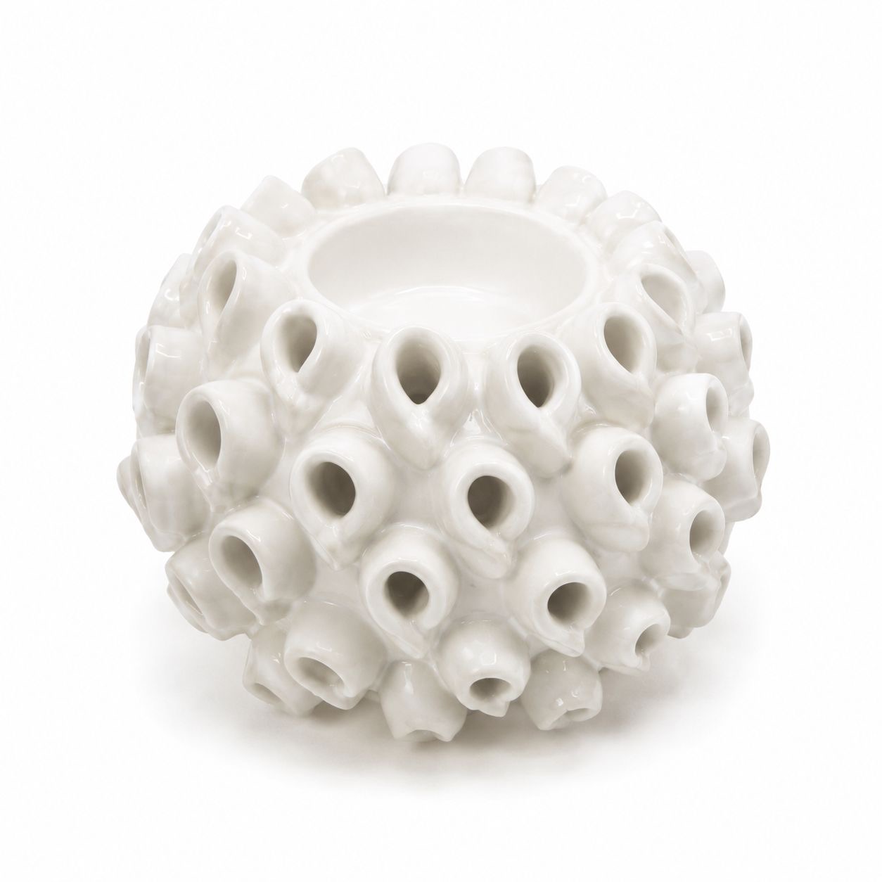 White Ceramic Coral Tea Light Holder