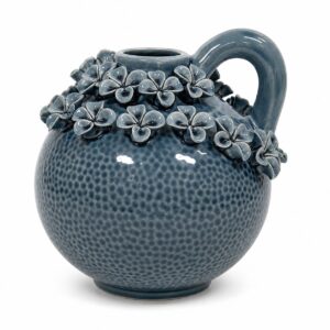 Blue Glazed Blue Jug - Flower Decor 20cm