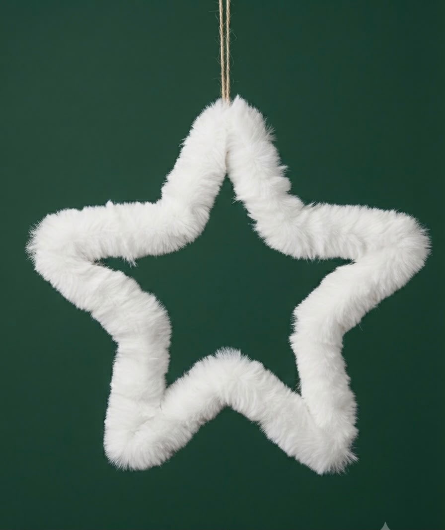 Fluffy White Hanging Stars - Large